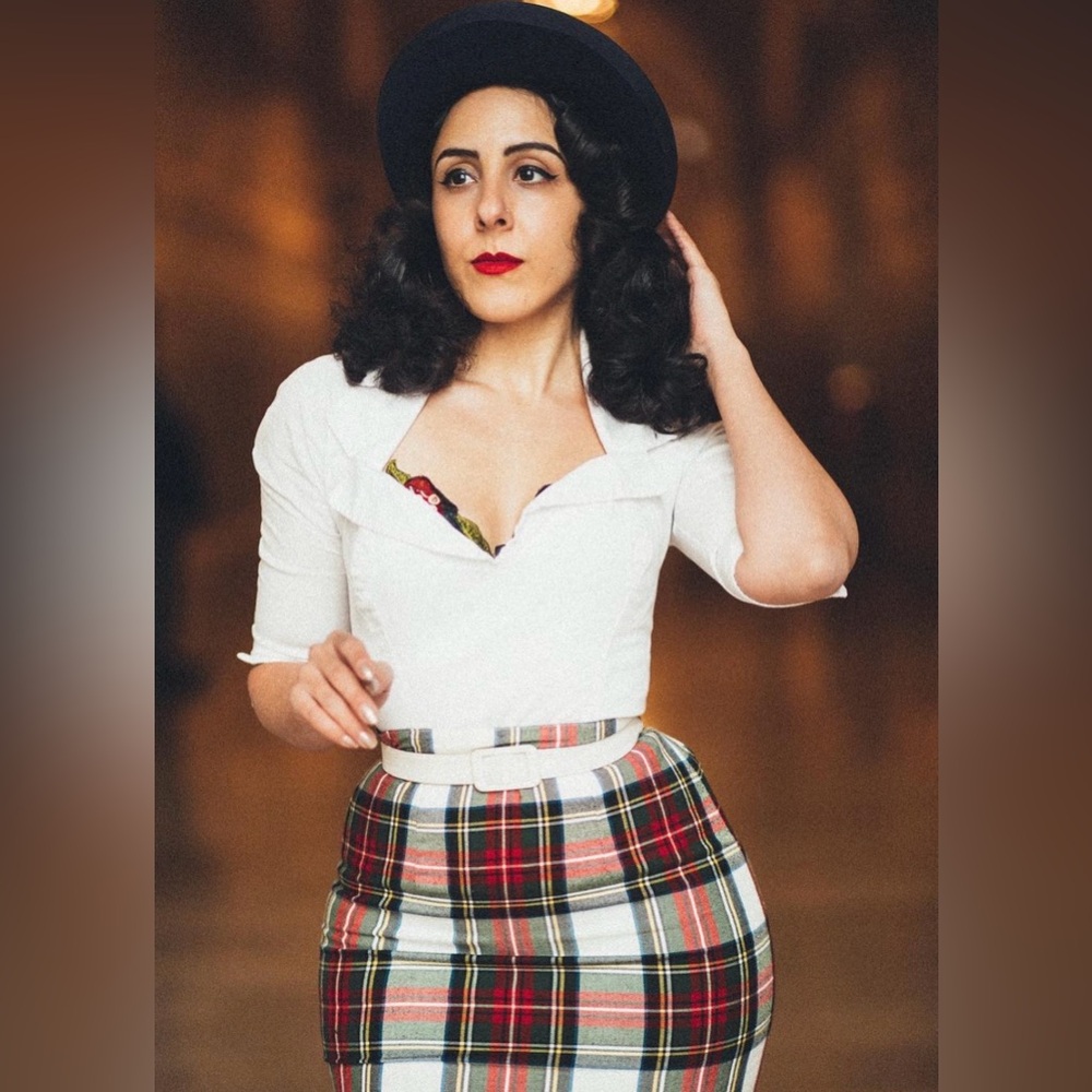 Hell Bunny plaid pencil skirt